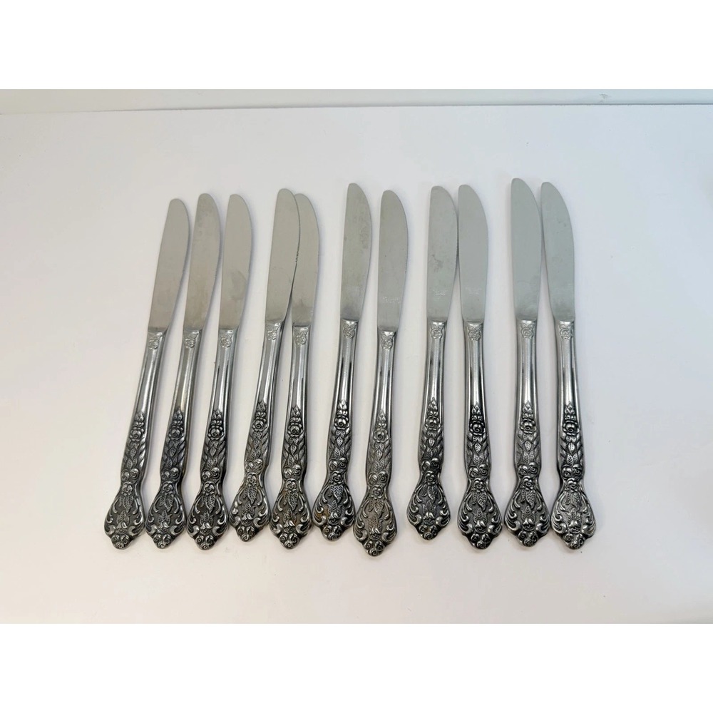 Versailles Dinner Knives Stainless by MSI Japan Set Of 11 Floral Crafting